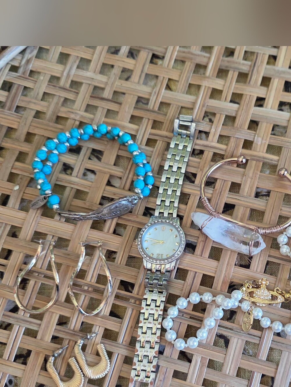 Assorted Pieces Of Costume Jewelry Watch Bracelets, and Earrings